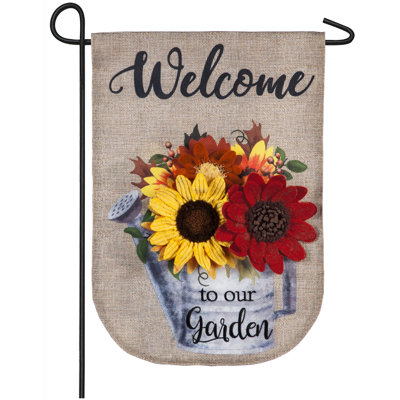 L’arrosage galvanisé d’automne peut 2 côtés en toile jute 18 x 13 po. drapeau de jardin