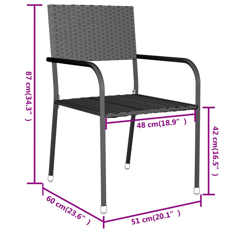 2 - Person Patio Dining Set with Round Table, Black