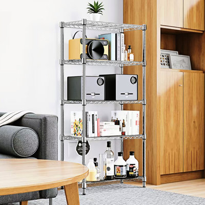 Heavy Duty 1250 Lbs Steel 5 Utility Rack, 13.8" D X 23.6" W 62.4" H, Versatile For Home, Kitchen, And Office Organization Shelving Unit, Lbs, For Home Office, Garage Use