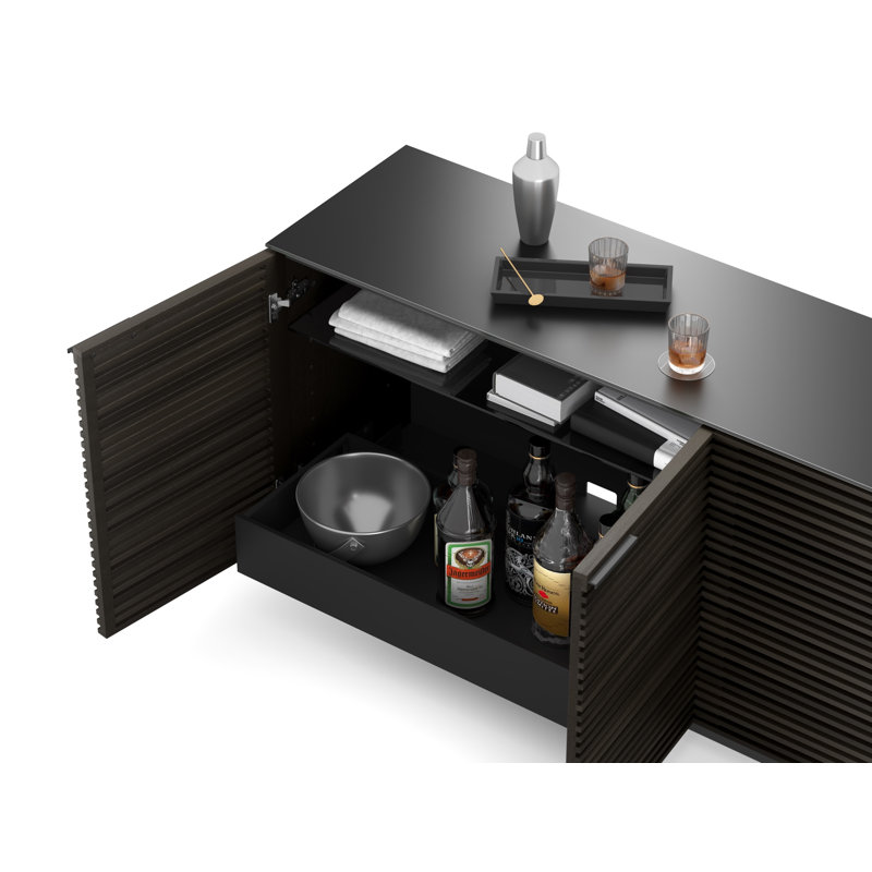 Corridor 79.25 in. W Solid Wood Sideboard, Charcoal/Stained Ash