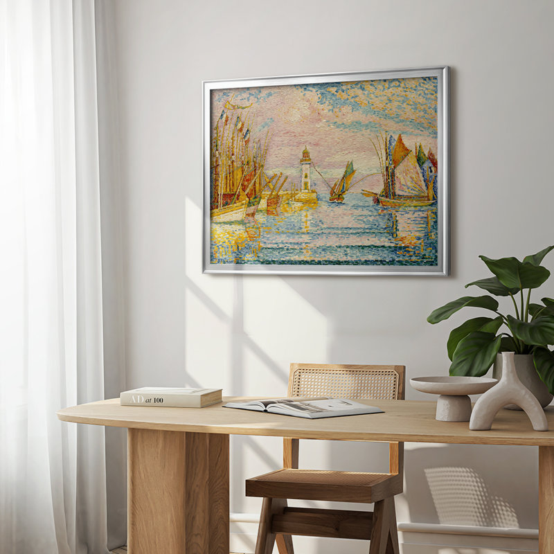 Le phare de Groix - Paul Signac - Toile tendue avec châssis 1925, 22,5 x 30,5, Toile avec cadre, Argent