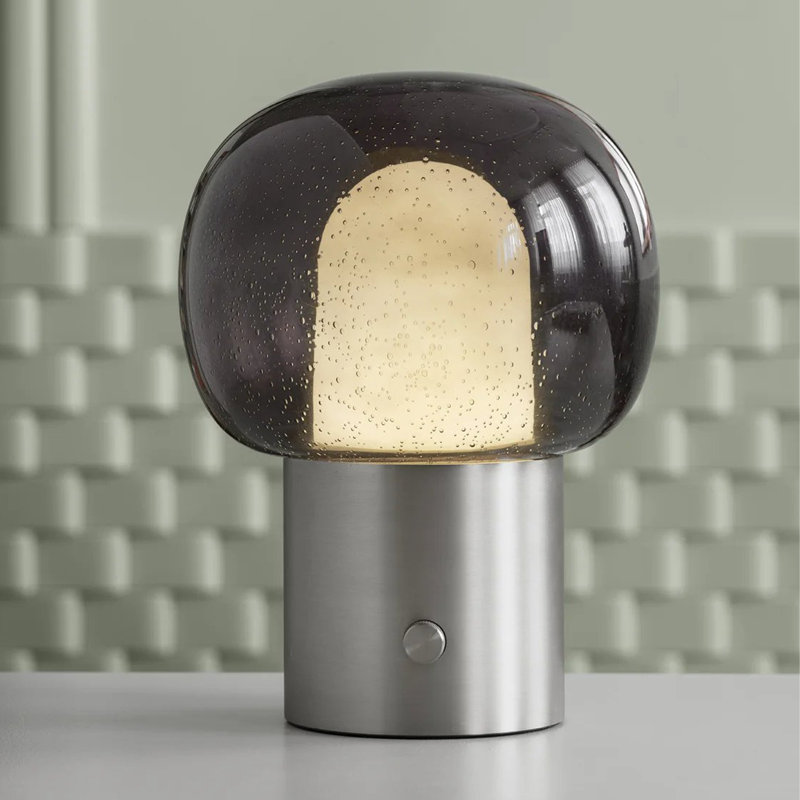 Glass Lamp, Silver, Gunmetal