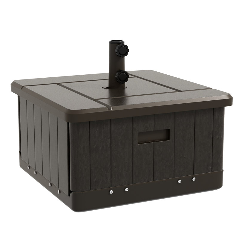Porte-parapluies d'extérieur, 31 places, capacité de 175 lb, brun, roulettes pour un déplacement facile dans la base remplissable de l'espace de vie, avec table basse et bac à fleurs, pratique