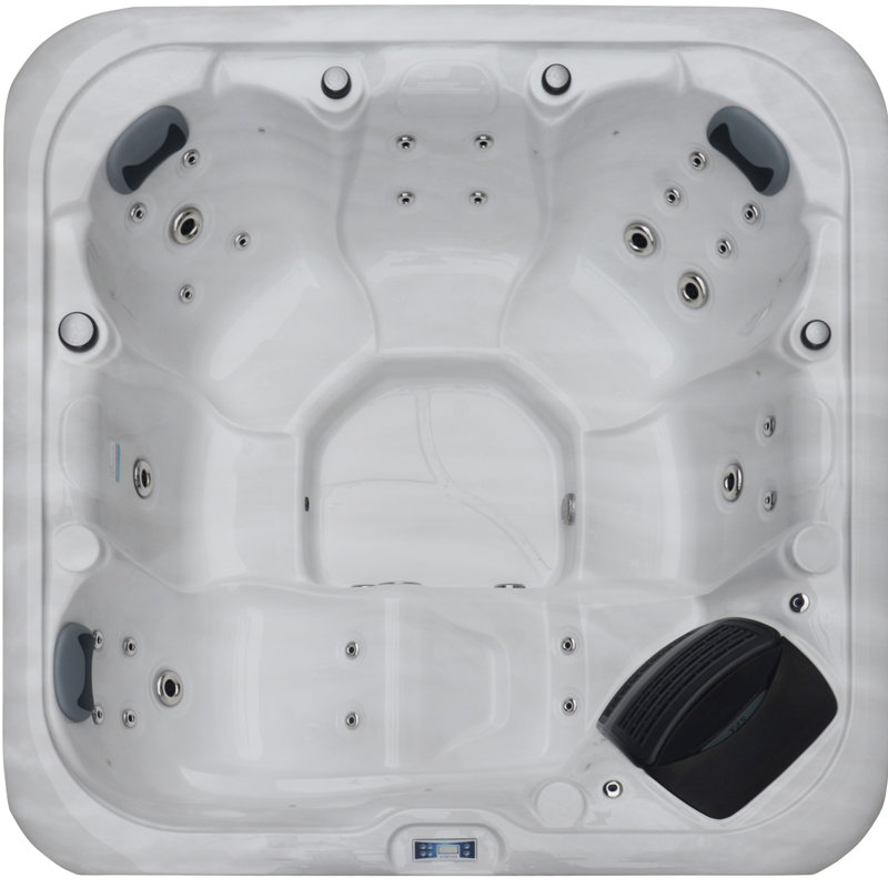 Spa carré en acrylique avec ozonateur Luxuria Spas 6 - 28 personnes, gris, Marbre argenté