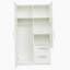 Armoire haute à 2 portes avec tiroirs et espaces, blanc