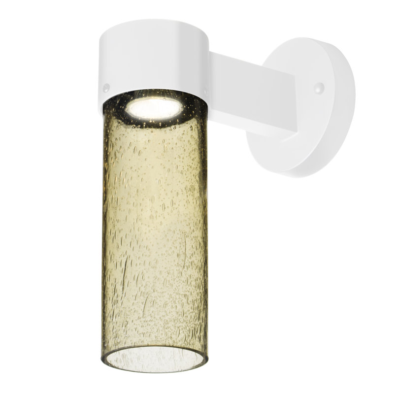 Applique murale à bras d’extérieur 1 ampoule Cattalina, H 17,5 po x l 5 po x P 8,5 po, Blanc, Or