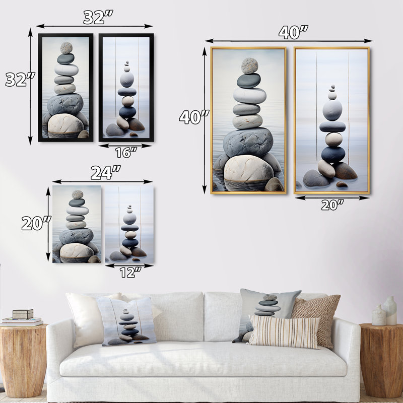 «Beach Photo Harmonic Balance» - ensemble de 2 reproductions, Cadre noir, H 20 po x l 24 po