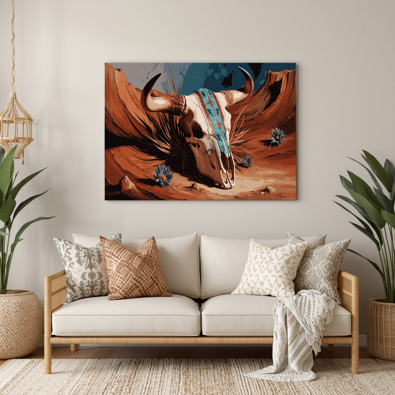 «Southwestern Animals Skull and Bones», art mural en métal brun 48, H 240 po x l 360 po x P 0,05 po