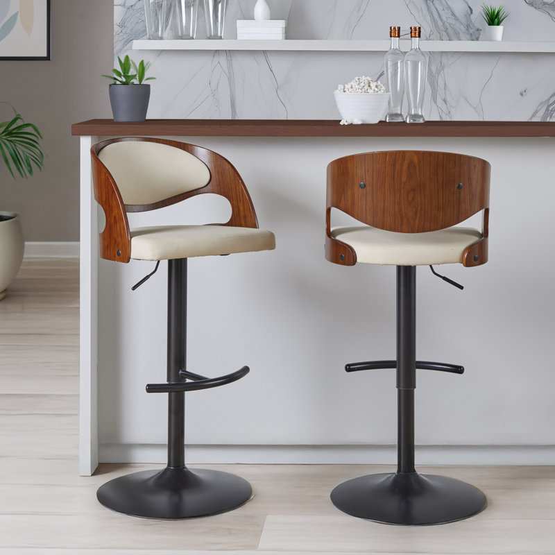 Tabouret de bar réglable Phoebe avec repose-pieds arrondi en forme de T (paquet de 2)