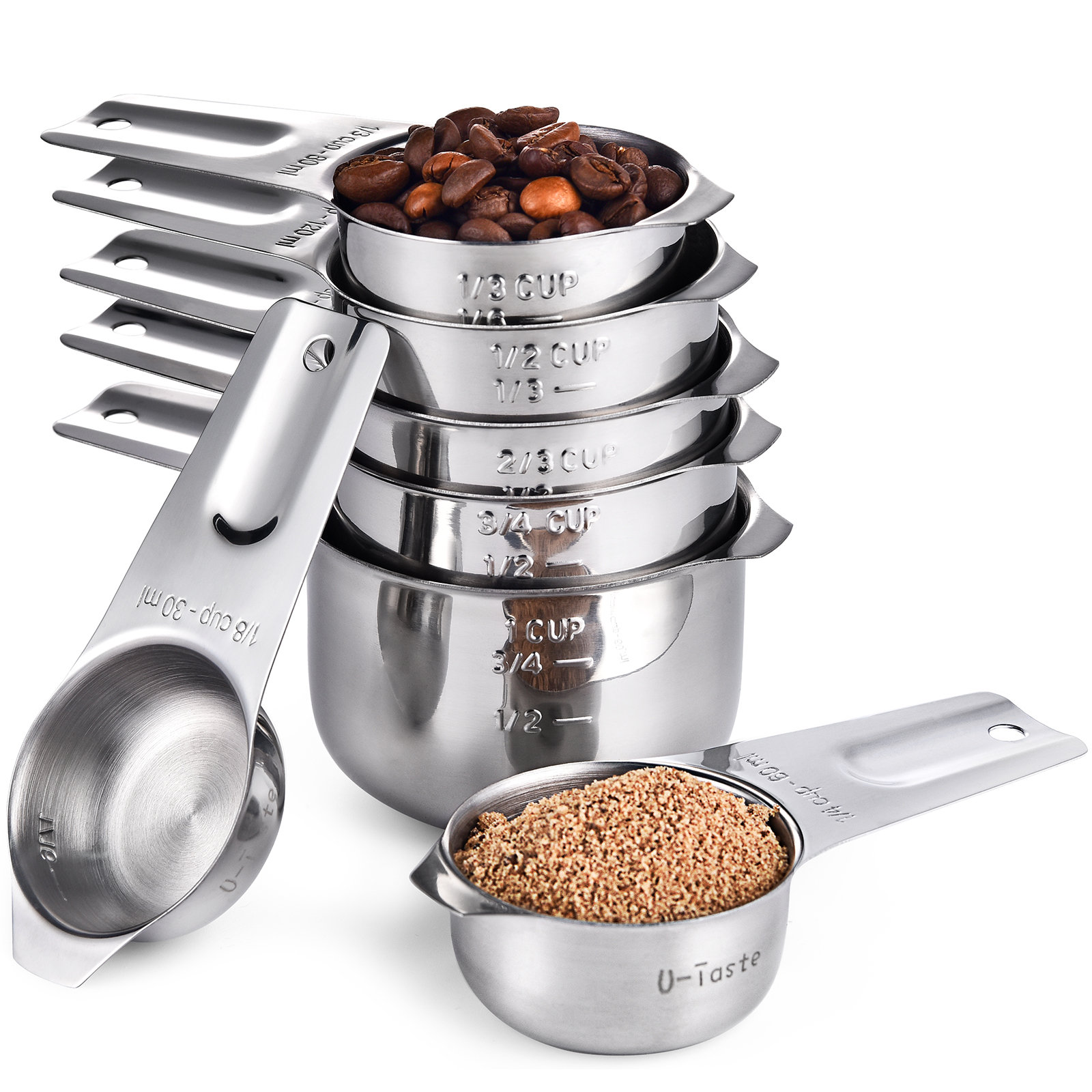 U-Taste 18/8 Stainless Steel Nesting Heavy Duty Metal Kitchen Baking Measuring Cups 7-Piece & Reviews | Wayfair