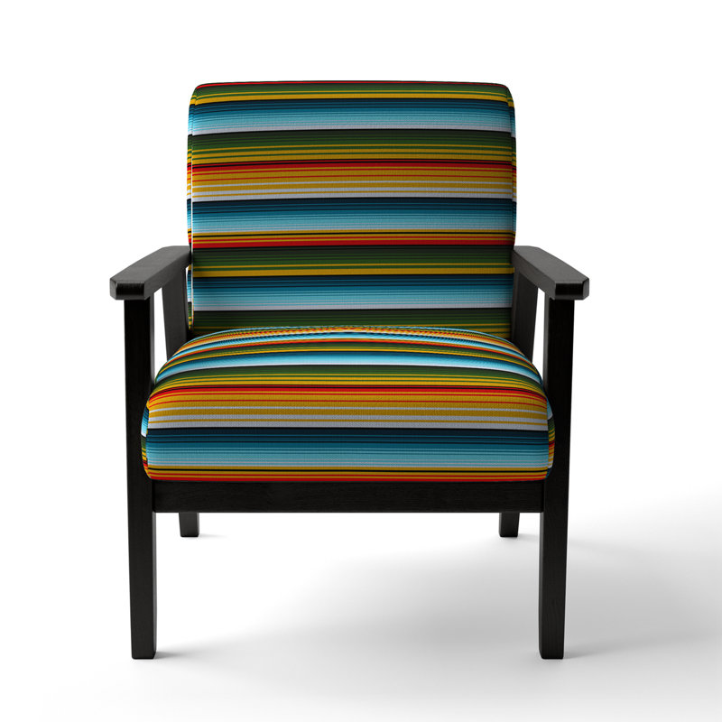 Fauteuil d'appoint rembourré multicolore à rayures grunge
