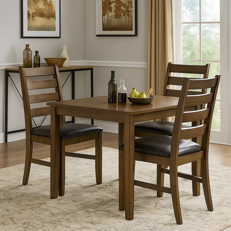 Ensemble de 2 chaises d'appoint de salle à manger Dexy, similicuir brun noyer