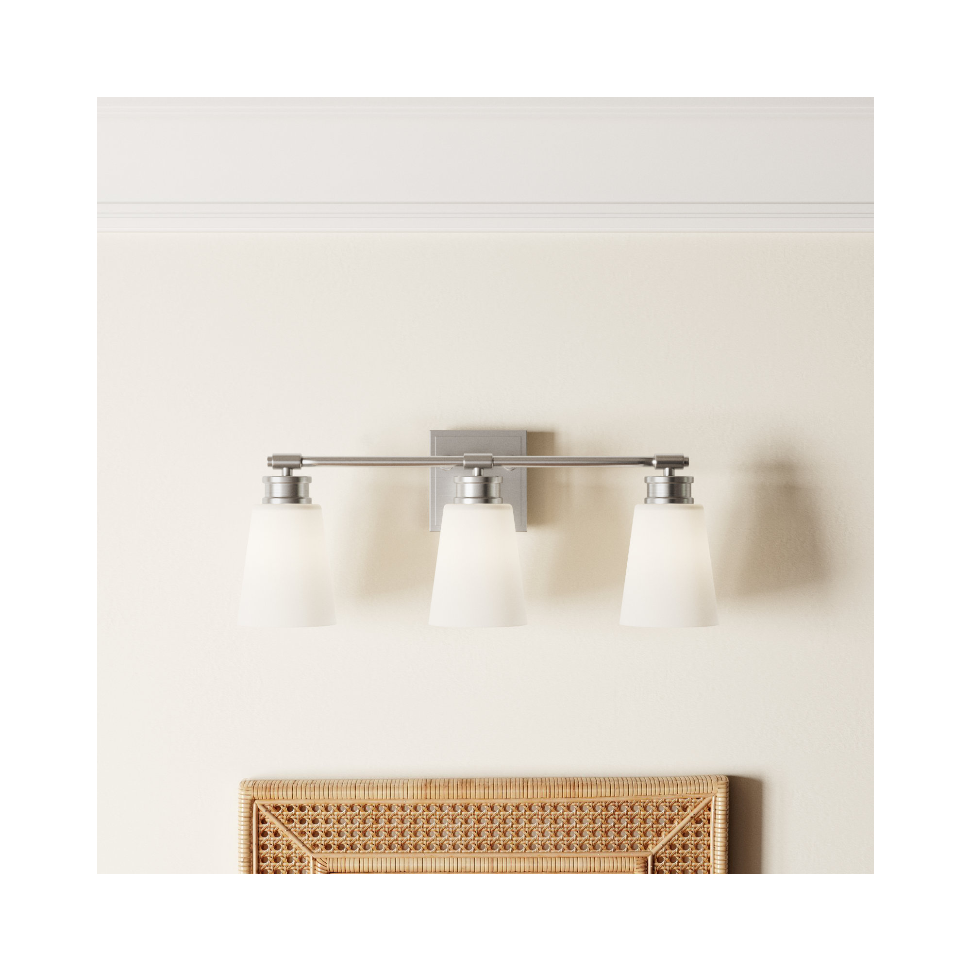 Libre 3 Light Frosted Dimmable Vanity Light, Brushed Nickel