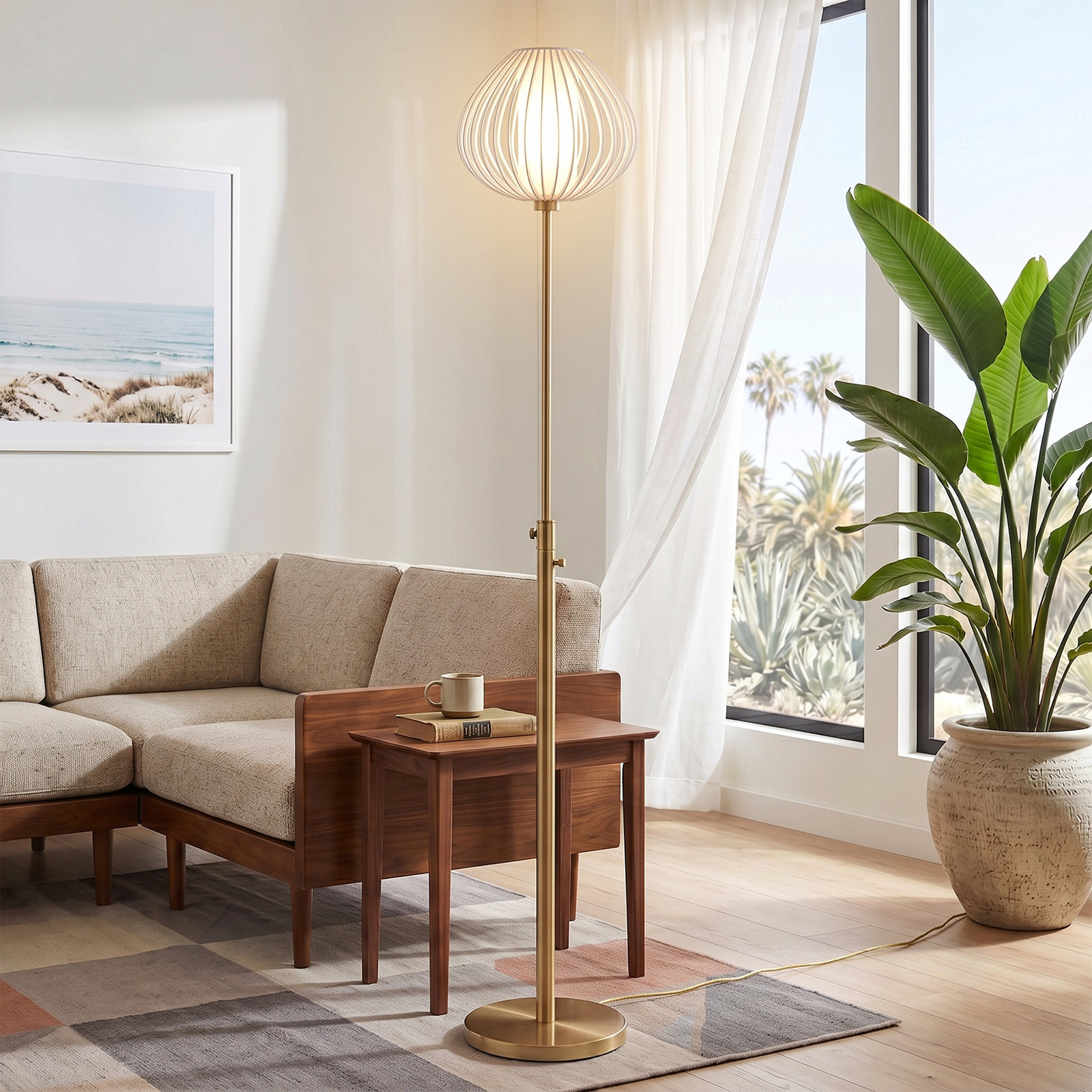 Mullens 92 " Dimmable Floor Lamp, Weathered Brass