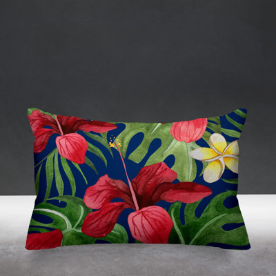 Koi Floral Outdoor Reversible Throw Pillow