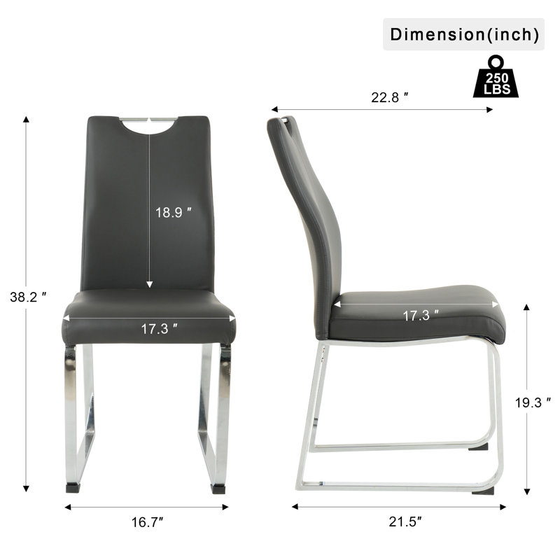 Chaise de salle à manger en polyuréthane moderne gris anthracite, Gris anthracite