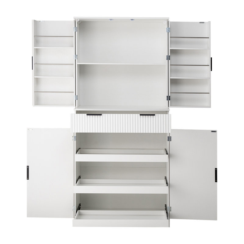 Buffet de cuisine, armoire de cuisine, armoire de rangement autoportante pour salle à manger, bureau, entrée, Blanc