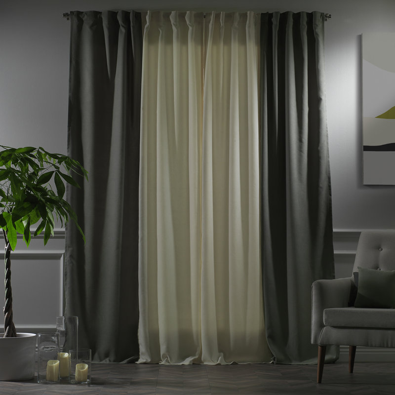 Rideau de fenêtre décoratif de chaque panneau de 27 po de largeur, Crème / vert feuille, L 27 po x L 63 po
