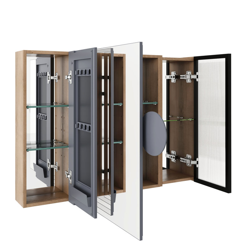 Armoire de salle de bain avec miroir 39,4 po avec rangement combiné, armoire à pharmacie murale avec porte à fermeture en douceur, tablettes réglables en verre