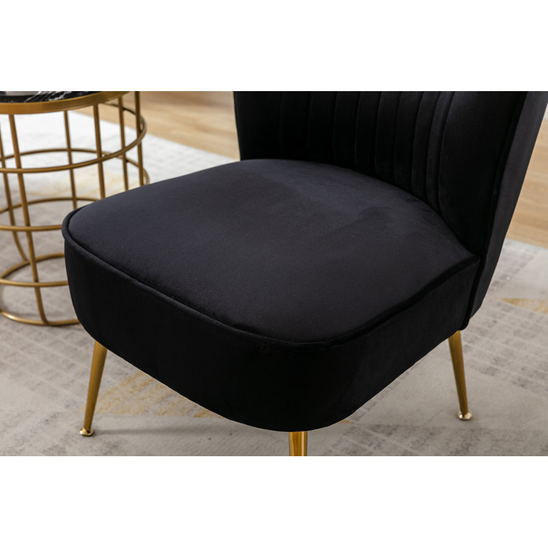 Latwanna 22'' Wide Velvet Slipper Chair Accent Chairs Modern Armless Chair Wingback Single Sofa Side Chair Comfy Corner Chair with Golden Legs for Living Room Bedroom
