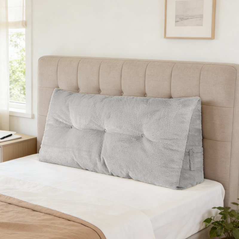 Tête de lit confortable confortable avec poches latérales, Gris