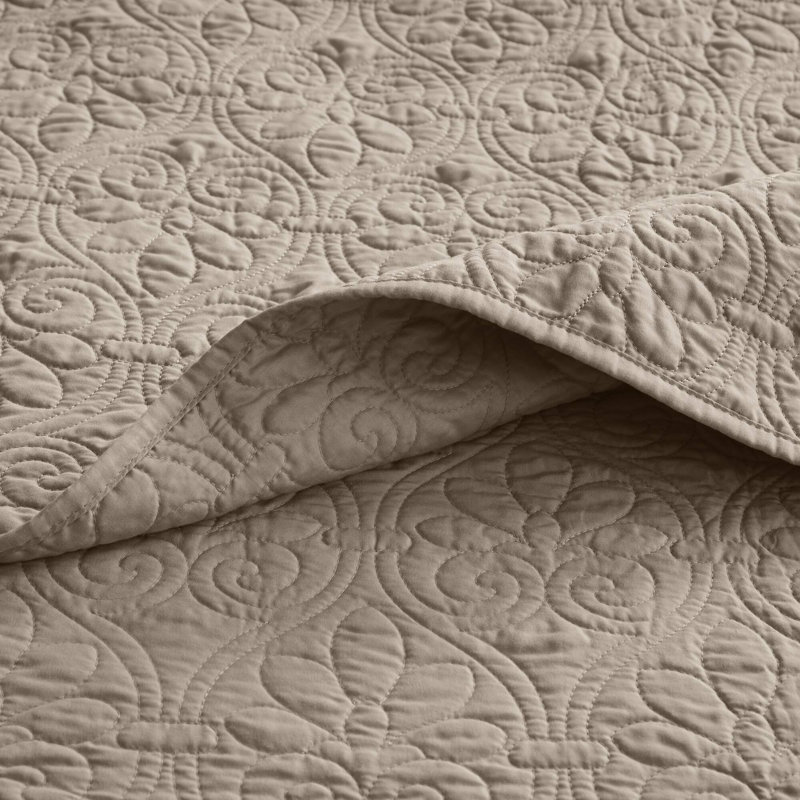 Ensemble de couvre-lit réversible Québec, Couvre-lit de très grande taille et 2 taies déco, Mauve