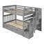 Lit superposé double au-dessus de double avec tablettes et 6 tiroirs de rangement, gris