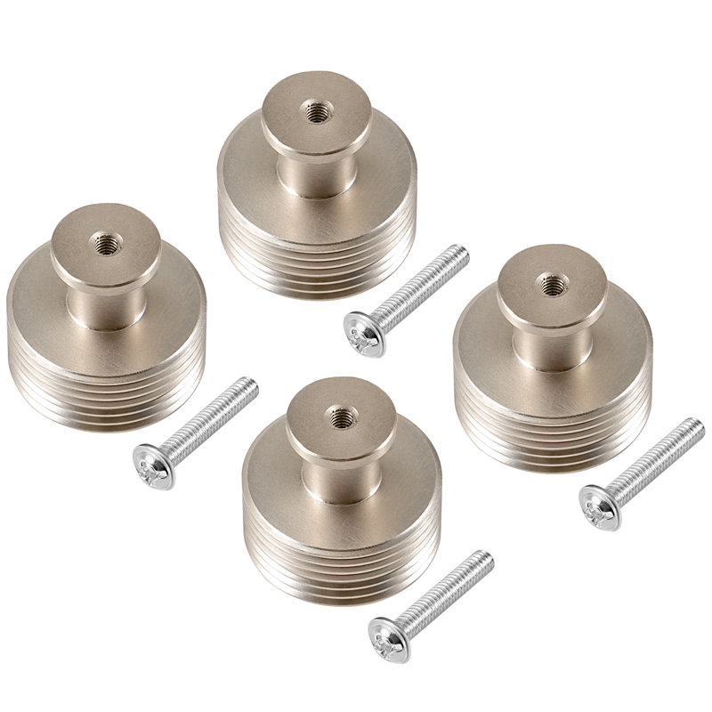 TRIXES Ridged Drawer Knob - 4-Pack – Matte-Silver - Decorative Cabinet Drawer Wardrobe Desk Bureau Hardware - Ideal for DIY Projects