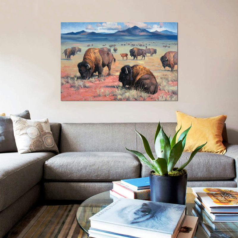 « home on the range », impression sur toile, H 12 po x l 18 po x P 1,5 po, Toile tendue, Pas de tapis