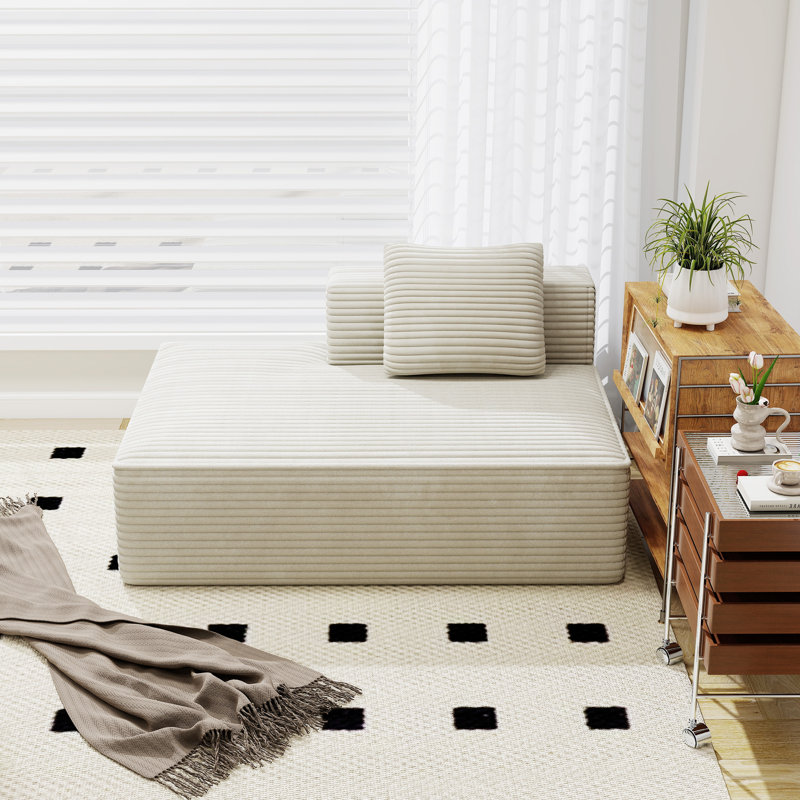 Canapé modulaire sans cadre 90 po Cloud, Velours côtelé beige
