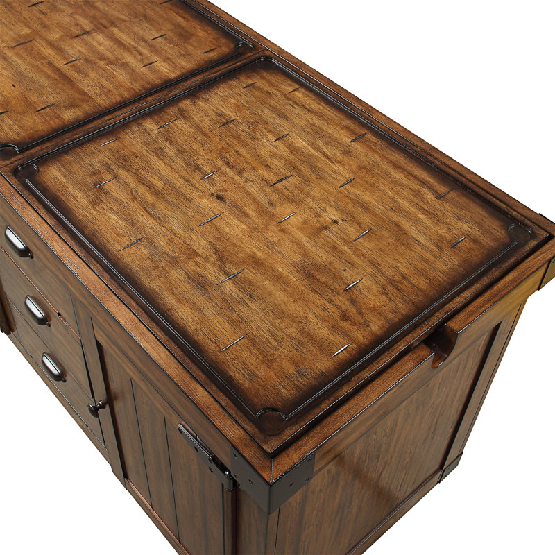 Chariot de cuisine rectangulaire avec 2 planches amovibles tabac antique Oconto