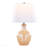 Round 20" Contemporary Glass Accent Lamp In Clear Champagne Lustre Glass, Chrome Metal And White Linen Shade From Grandview Gallery By Lumisource - Set Of 2