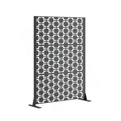 Metal Privacy Screen For Outdoor Freestanding, 72" H X 46" W Decorative Metal Fence Panels With Stable Base, Portable Divider Screens For Patio, Deck, Balcony, Backyard, Garden