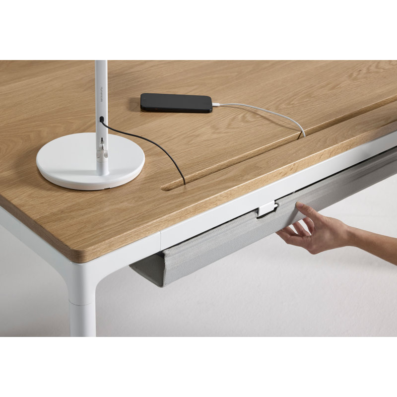 eFloat Quattro, 23 in. D x 58 in. W Sit-Stand Desk with Carbon Black Base, Carbon Black Painted Wood Top, and Black Salzburg Leather Cable Manager