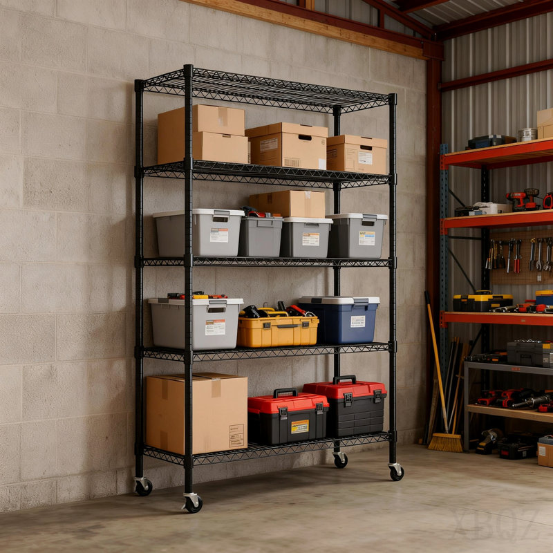 Étagère en métal robuste à 5 niveaux Étagère de rangement polyvalente en métal Capacité de 1650 lb Tablettes de rangement en fer