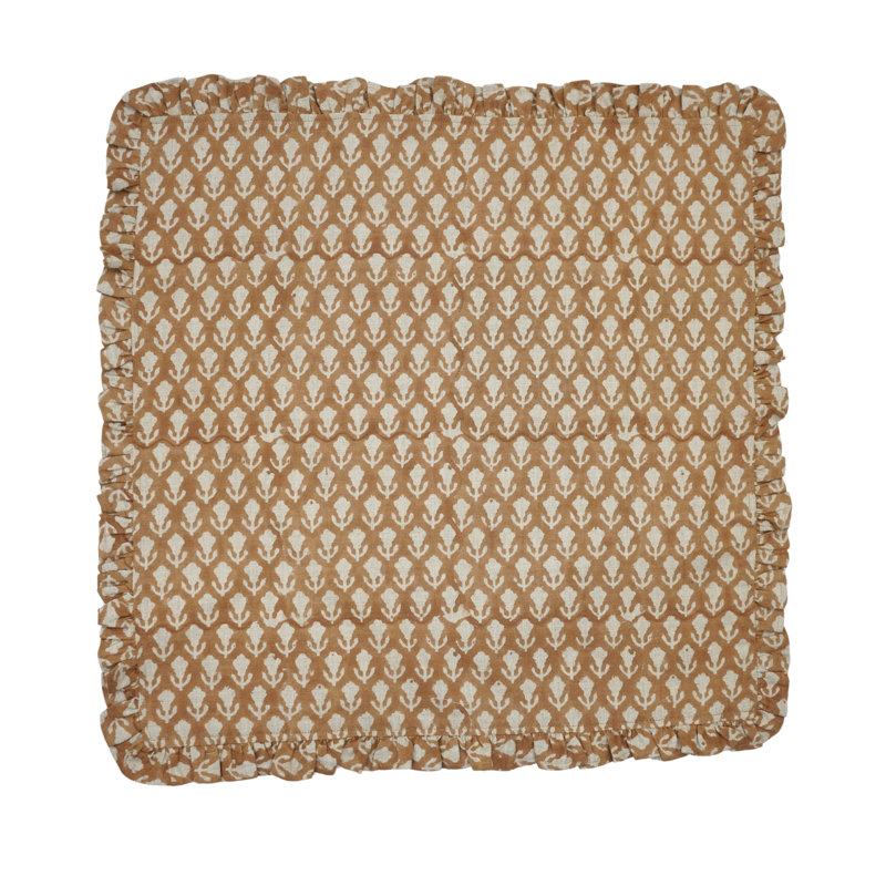 Ensemble de 8 serviettes de table à motif de volants 18 x 18 pouces Fabubline Elegant Florl Block