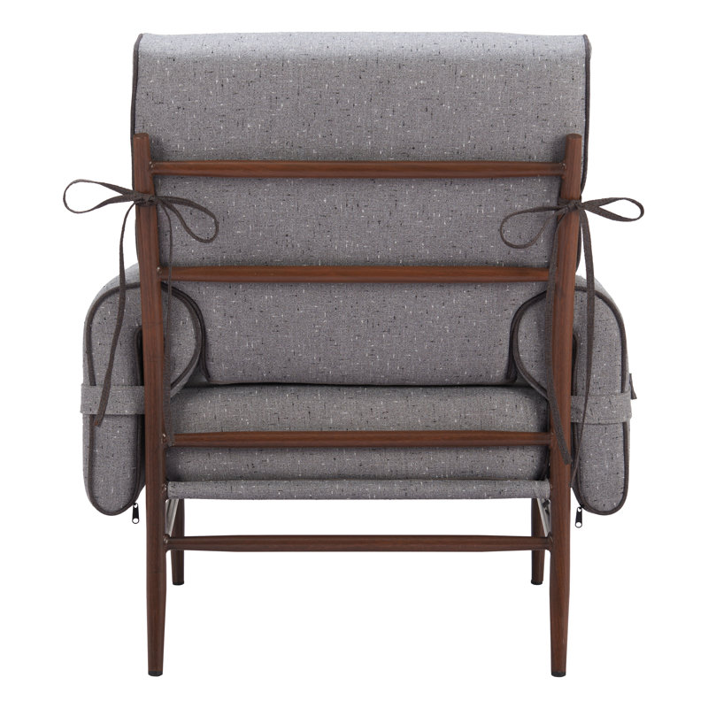 Gray Polyester and Metal Contemporary Accent Chair