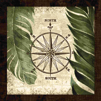 «Compass Rose Grey Feathers», reproduction sur toile tendue