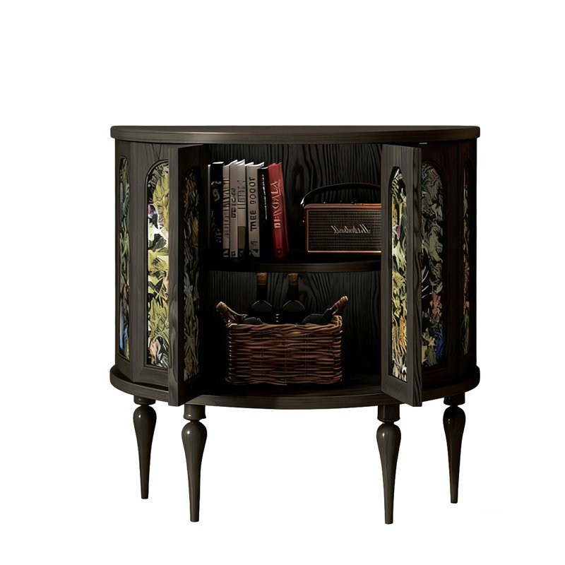Modern Black Solid Wood Accent Cabinet, 33.46" H x 39.37" W x 19.69" D
