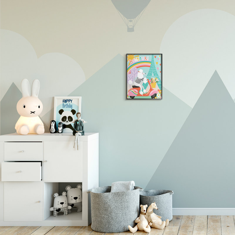 Tour à canons Bonjour Eifel, H 14 po x l 11 po x P 1,5 po, Giclée encadrée noir minuit