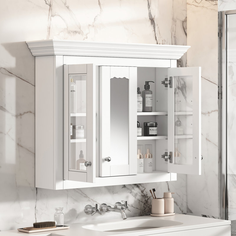Armoire de rangement murale de salle de bain avec portes en verre