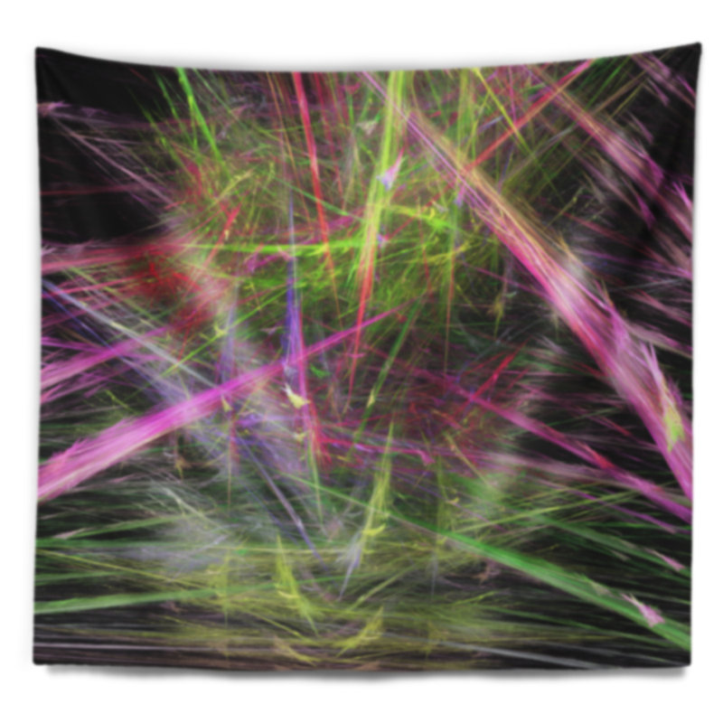 Tapisserie de motif fractal rose vert rose, H 78 po x l 92 po