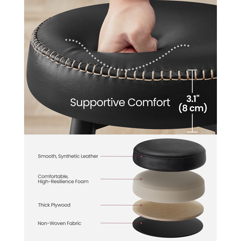 Ide Upholstered Counter Stool with Metal Frame, Ink Black, 76.2cm