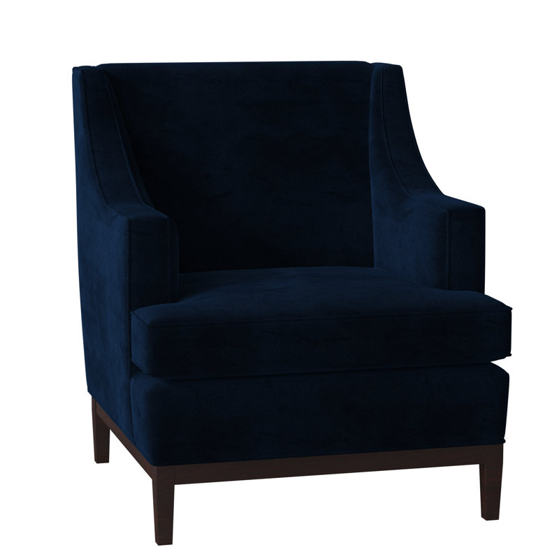 Fauteuil à coussins larges 32 po Cardiff, Bleu marine Grayson, Finition fumée