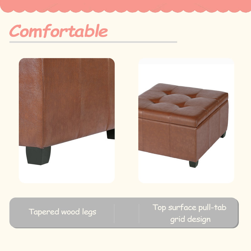 OTTOMAN DE RANGEMENT solide et moderne, Brown