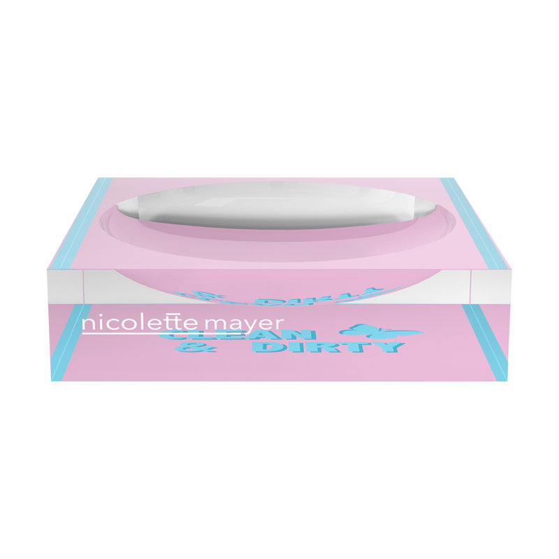 Decorative Tray, 8"W x 8"D x 2"H, Pale Pink Blue