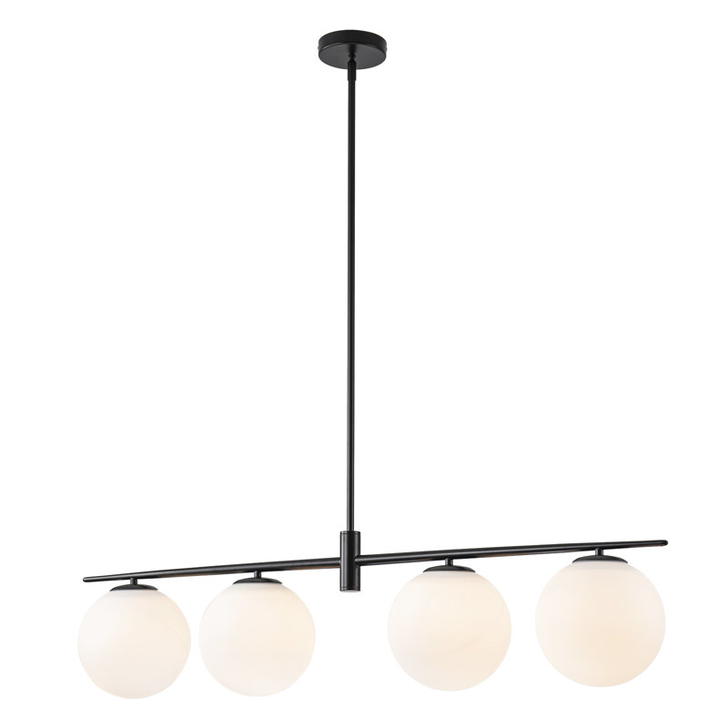 Kaynen 4-Light Dimmable Linear Pendant, Black, White