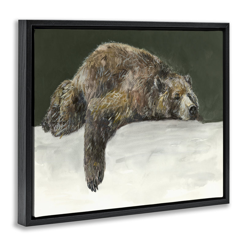 «Sleepy Woodland Bear» par Jacob Q, H 25 po x l 31 po, Cadre flottant noir de jais