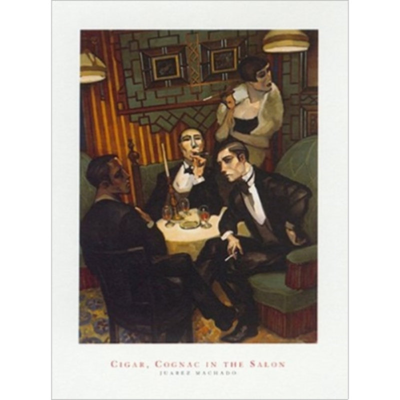 Impression d’art graphique sur papier, « cigare cognac the salon » par Juarez Machado, H 7 po x l 5 po x P 0,1 po