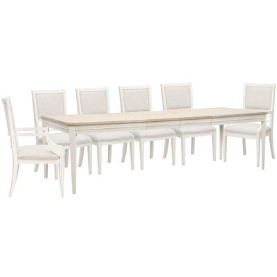 Table de salle à manger extensible rectangulaire avec 4 chaises d'appoint et 2 fauteuils